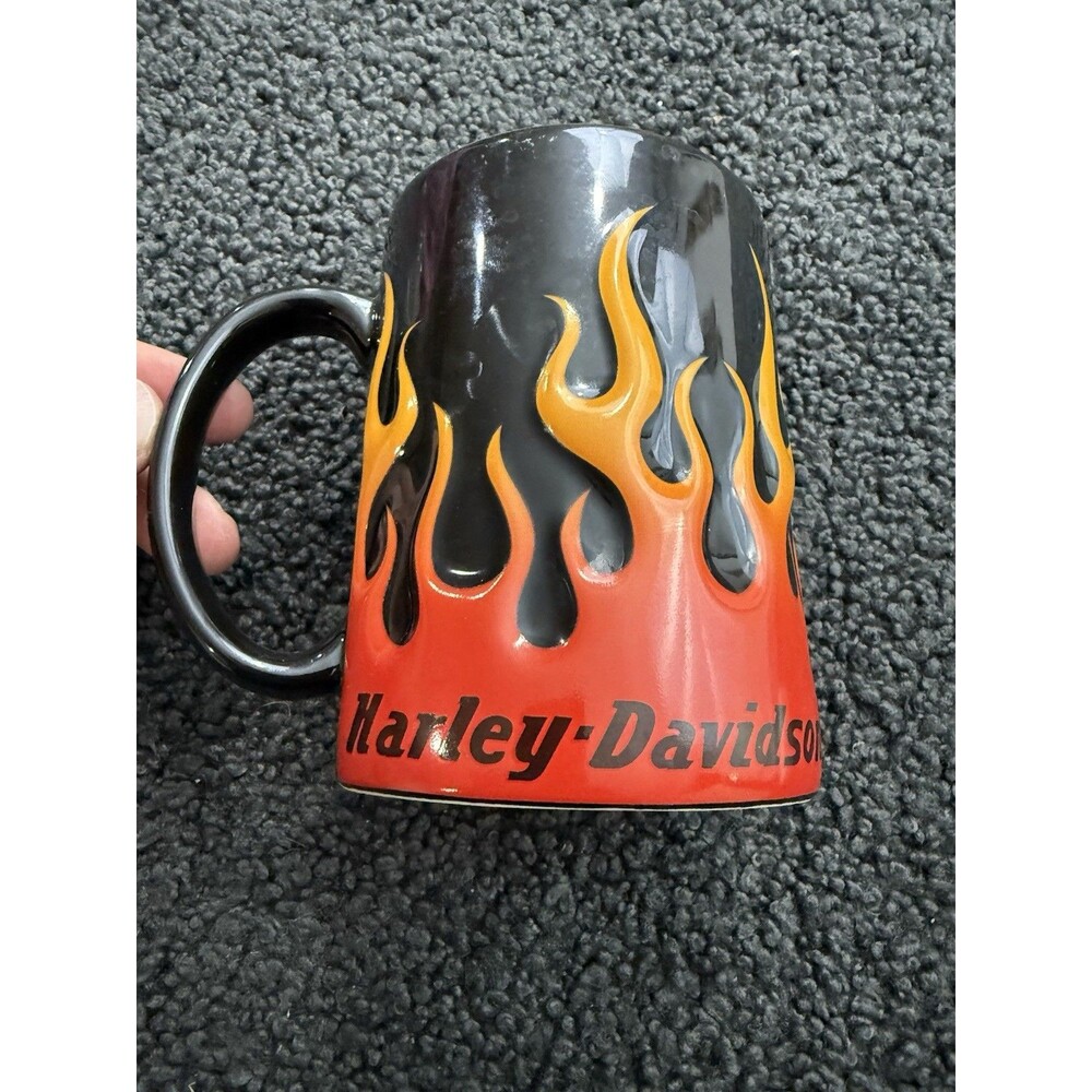 Vintage Harley-Davidson Motorcycle 3D Flames Coffee Mug 15oz Ceramic Cup Clean